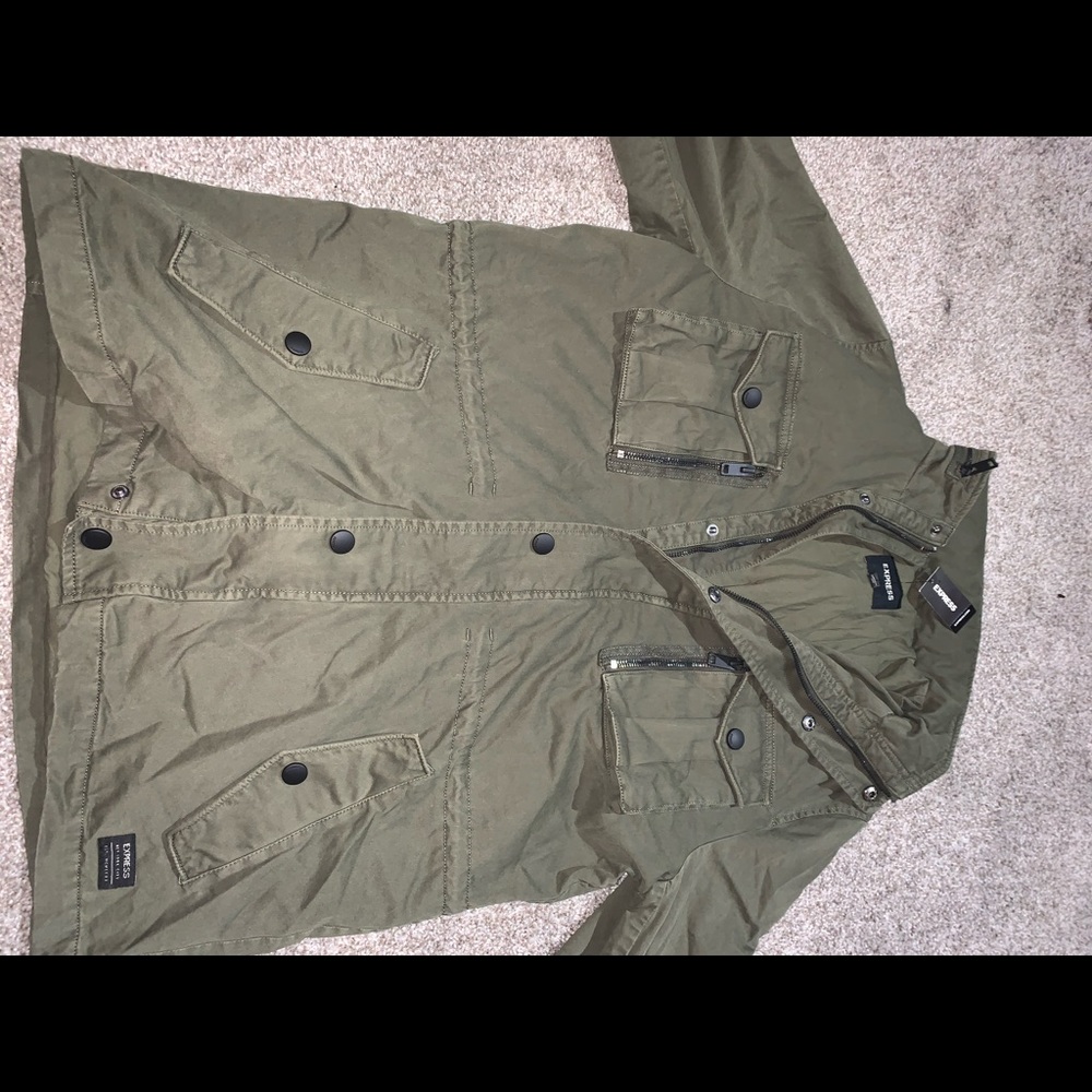 NWT Express Olive Green Hooded Field Jacket